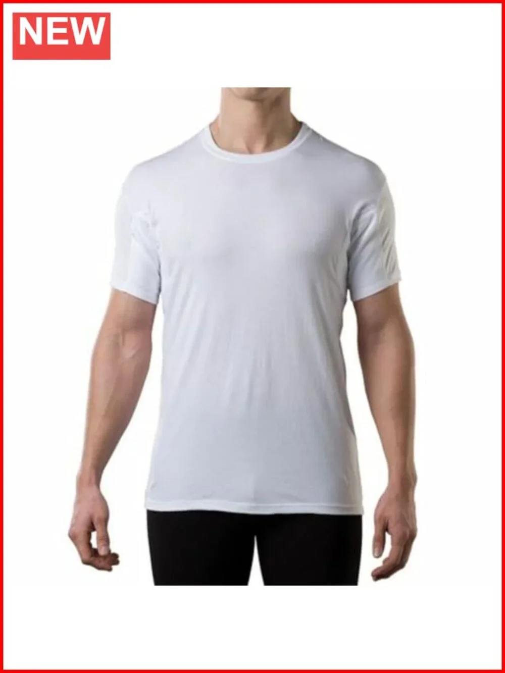 Sweatproof Cotton Crew Neck Undershirt for Men, Blocks Sweat & Stains